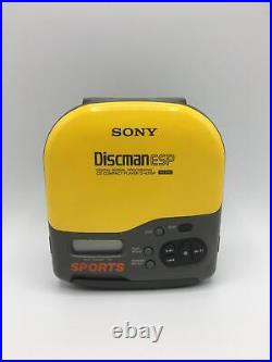 1996 Vintage Sony Sports Discman CD Player ESP YellowithGray (D-421SP)