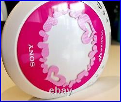 EXTREMELY RARE Sony D-EQ550 PERSONAL CD PLAYER WALKMAN Pink White Valentines Day