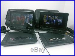 Lot of 2 Sony DVP-FX930 Portable DVD CD Player 9 Swivel Screen Black