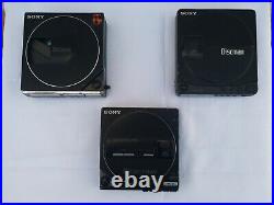 Lot of 3 Portable CD Players Sony Discmans For parts or repairs
