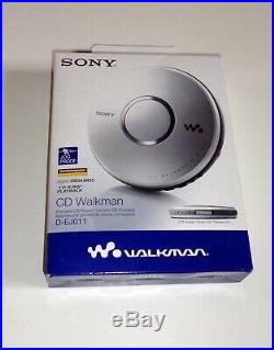 NEW Sony CD Walkman D-EJ011 Silver Headphones Mega Bass Player Portable Vintage