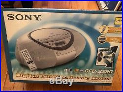 NEW Sony CFD-S350 CD Cassette Digital Tuner Portable Boombox with Remote Silver