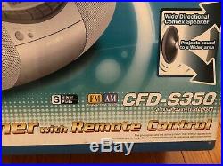 NEW Sony CFD-S350 CD Cassette Digital Tuner Portable Boombox with Remote Silver