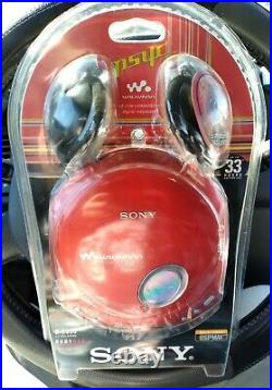 New SONY CD WALKMAN D-E350 Portable CD Player Red CDRW Playback Mega Bass