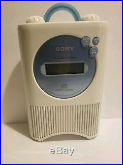 New Sony Shower Radio AM/FM Clock Radio Portable CD Player Model ICF-CD73V