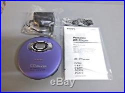 Nos Sony CD Walkman D-ej611 G Shock Protection Jog Proof Blue/purple