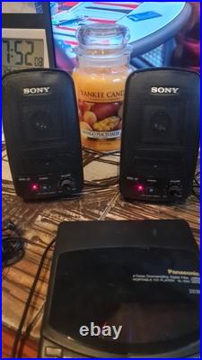 Panasonic portable compact disc player SL -S30 Black Tested & Sony Speakers