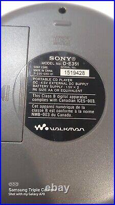 RARE SONY Walkman D-E351 ESP MAX CD-R/RW Portable CD Player. With Accessories