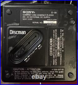 RARE Sony D-88 Portable Discman CD Player AS IS spins no audio