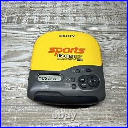 RARE Sony Discman D-451SP Vintage Sports CD Compact Disc Player Yellow 1996
