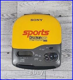 RARE Sony Discman D-451SP Vintage Sports CD Compact Disc Player Yellow 1997