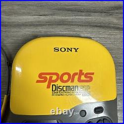 RARE Sony Discman D-451SP Vintage Sports CD Compact Disc Player Yellow 1997