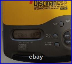 RARE Sony Discman D-451SP Vintage Sports CD Compact Disc Player Yellow 1997