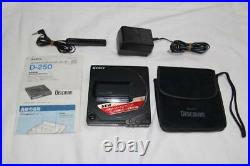 SONY D-250 Discman Black with Adapter & Remote control CD Player From Japan 074