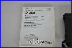 SONY D-350 DISCMAN High End CD Player / Tasche / AA-Adapter / Kopförer
