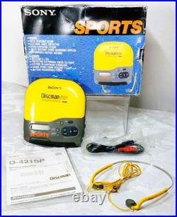 SONY D-421SP Sports Discman ESP CD Player Earphones Charger Cable & Box NR MINT