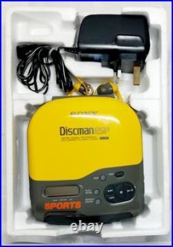 SONY D-421SP Sports Discman ESP CD Player Earphones Charger Cable & Box NR MINT