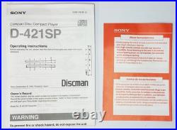 SONY D-421SP Sports Discman ESP CD Player Earphones Charger Cable & Box NR MINT
