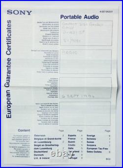 SONY D-421SP Sports Discman ESP CD Player Earphones Charger Cable & Box NR MINT
