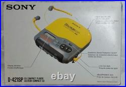 SONY D-421SP Sports Discman ESP CD Player Earphones Charger Cable & Box NR MINT