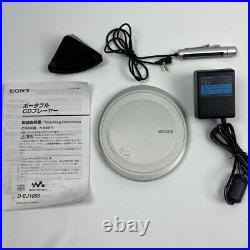 SONY D-EJ1000 CD Walkman Portable CD Player Silver with Manual Stand Tested Good