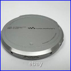 SONY D-EJ1000 CD Walkman Portable CD Player Silver with Manual Stand Tested Good
