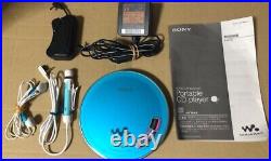 SONY D-NE730 CD Walkman Portable CD Player Blue Tested & Works from Japan