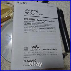 SONY D-NE800 Portable CD Player Walkman withRemote RM-MC27 Tested Japan Used