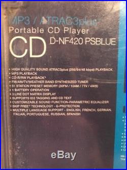 SONY D-NF420 CD Walkman Psyc Atrac3Plus CD/MP3/FM/AM/TV/WEATHER Player BRAND NEW
