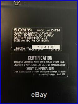 SONY DISCMAN D-T24 AC ADAPTER & MDR-A10 EARBUDS Make Offer