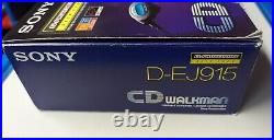 SONY Discman D-EJ915 CD Walkman with LCD Remote Control in Original Box Working