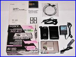 SONY MZ-R37 Minidisc Walkman BUNDLE Complete in Box! Stereo microphone and more