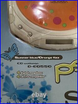 SONY PSYC Walkman D-EQ550 Portable CD Player Summer Blue/Orange Fizz 2002 NEW