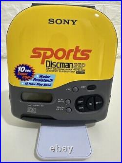 SONY Sports Discman ESP Portable CD Compact Disc Player D-451SP Yellow (RARE)