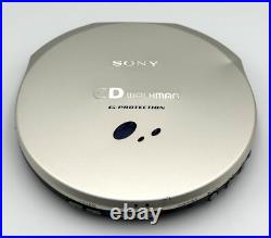SONY WALKMAN D-E990 Silver Portable CD Player G-Protection JP Very Good