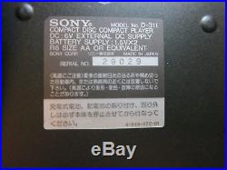 SONY discman CD player D-311 Japan market version RARE with CAR ADAPTOR