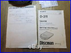 SONY discman CD player D-311 Japan market version RARE with CAR ADAPTOR