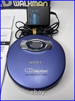 Sony CD Walkman G-protection D-EJ611 Blue CD Player (TESTED) (FREE SHIP)