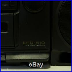 Sony CFD-510 CD Radio Cassette Player Black Portable Boombox Ghetto Blaster