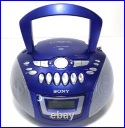 Sony CFD-E75 CD Cassette Player AM FM Radio Portable Boombox Blue w Remote