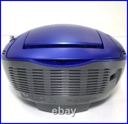Sony CFD-E75 CD Cassette Player AM FM Radio Portable Boombox Blue w Remote
