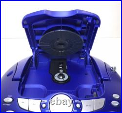 Sony CFD-E75 CD Cassette Player AM FM Radio Portable Boombox Blue w Remote