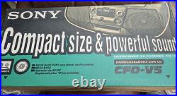 Sony CFD-V5 Portable AM/FM Cassette Recorder CD Player Mega Bass Boom Box NEW
