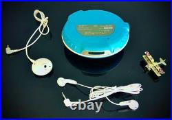 Sony Cd Player D-Ej002 Blue Portable Discman Serviced Fully Functional Classic