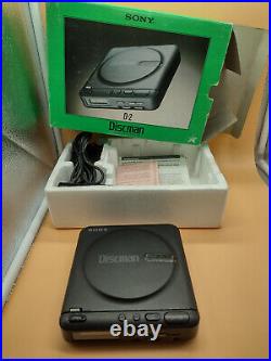 Sony D-2 Discman Vintage CD Player Japan Tested 1989 Original Box Manual Extras