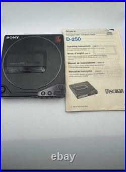 Sony D-250 Discman Portable CD Player + Case, Adapter, Battery, Manual As-Is