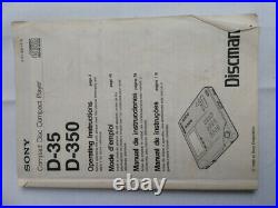 Sony D-350 D-35 portable CD player discman Vintage Collectible