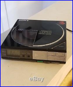 Sony D-5 CD Compact Player + Power Supply Adapter AC-190 Vintage 1985 Tested EUC