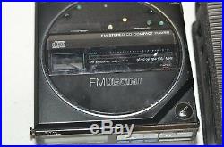 Sony D-55 FM CD Compact Player with Battery Pack EBP-380 & Case For Parts- AS IS