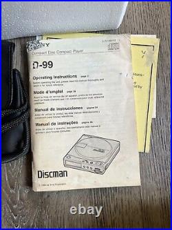 Sony D-99 Vintage CD Discman Made in Japan Not Working